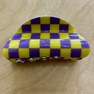 Chartreuse & Purple Checkered Hair Claw Clip